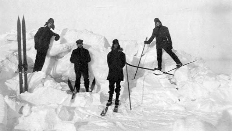 four skiers from the nome ski club on hummock vicinity of nome alaska between 57f0aa