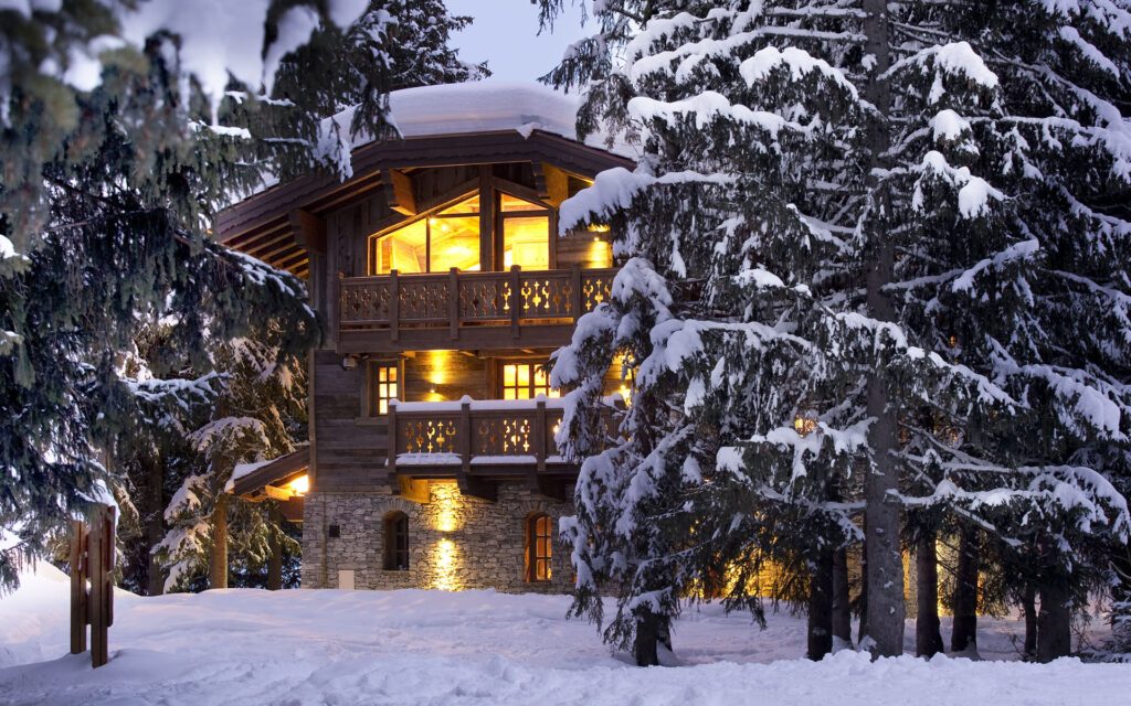 Snowy exterior of Chalet